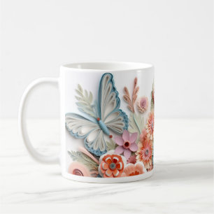 Mug Papillon coloré Fleurs Sublimination Enveloppement