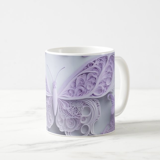 Mug Papillon couleur lavande (Devant droit)