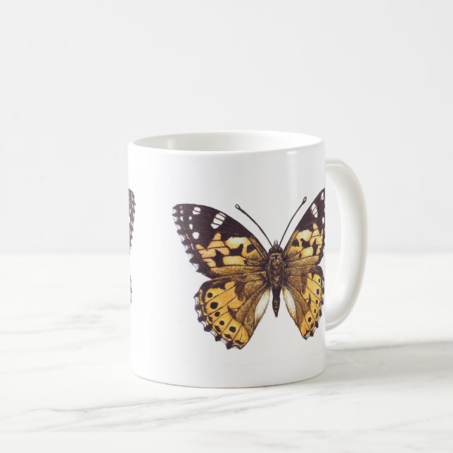Mug Papillon de femme peint (Devant droit)