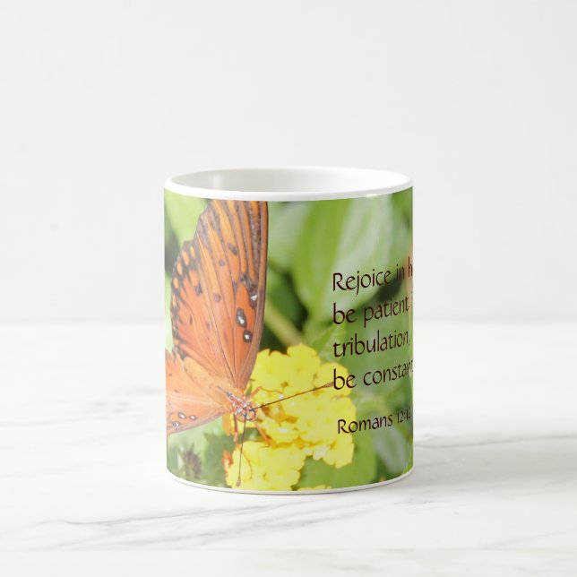 Mug Papillon de monarque, vers de bible au sujet (Centre)