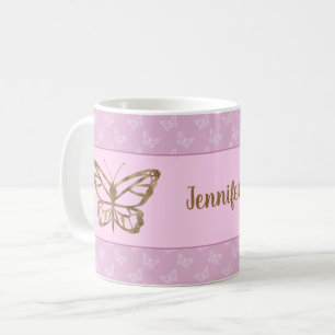 Mug Papillon de style feuille d'or faux sur lavande vi