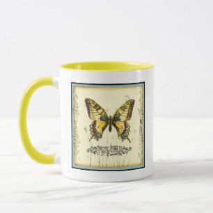 Mug Papillon décoratif avec des fleurs sauvages