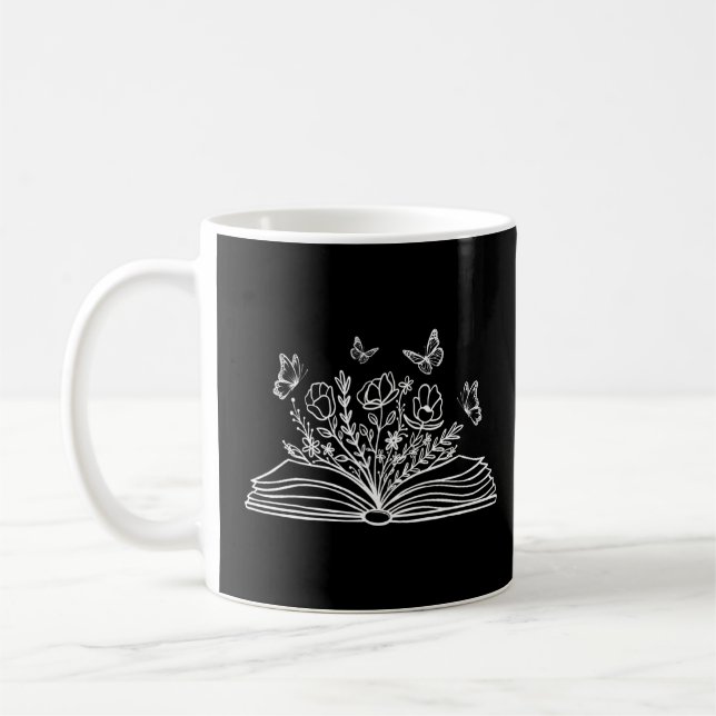Mug Papillon du livre de lecture fleur sauvage (Gauche)