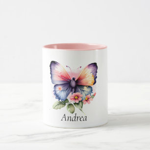 Mug Papillon et fleurs