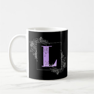 Mug Papillon Floral Pourpre Monogramme Personnalisé -