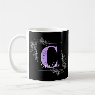 Mug Papillon floral pourpre Monogramme personnalisé -