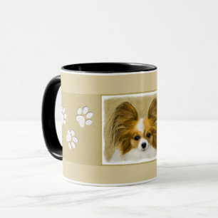 Mug Papillon (Hound Tri) Peinture - Art Chien original