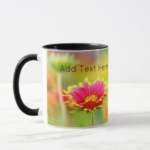 Mug Papillon monarque sur Fleur rouge et jaune