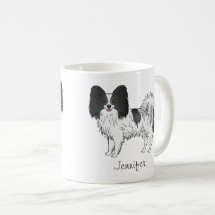 Mug Papillon noir et blanc Chien mignon avec nom perso