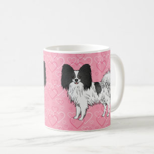 Mug Papillon noir et blanc Chien mignon sur des coeurs