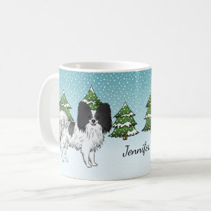 Mug Papillon Noir Et Blanc Mignon Chien Dans La Forêt