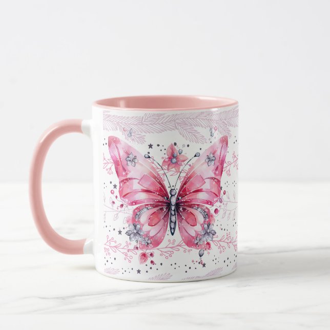 Mug Papillon poilu à Parties scintillant rose pâle (Gauche)