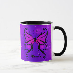 Mug Papillon pourpre Gras Personnaliser Nom Café cadea