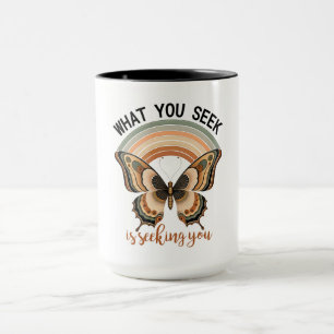 Mug Papillon Rétro et Arc-en-Ciel avec Citation Emouva