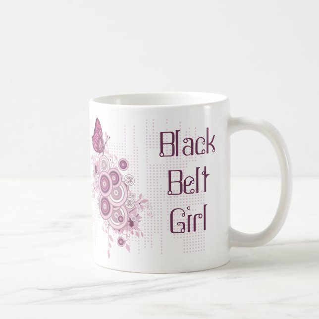 Mug Papillon rose Arts martiaux Ceinture noire Fille (Droite)