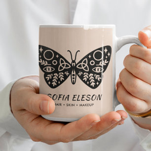 Mug Papillon rose et noir minimaliste féminin