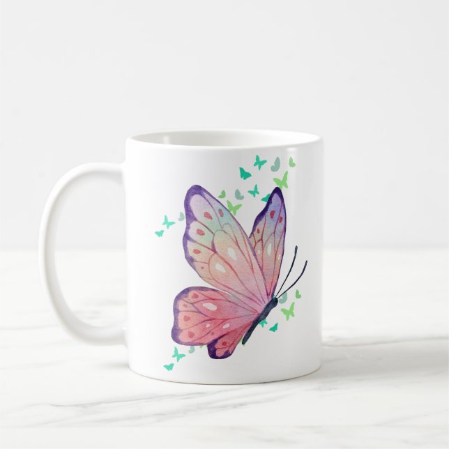 Mug Papillon rose et violet (Gauche)