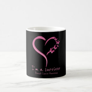 Mug Papillon rose Survivant Sensibilisation au cancer 