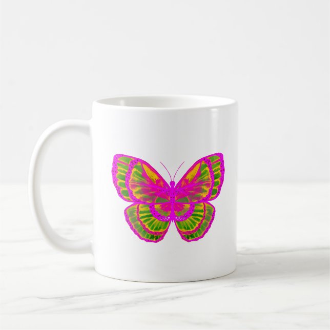 Mug Papillon vert et rose (Gauche)