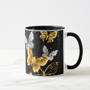 Mug Papillons blancs et dorés