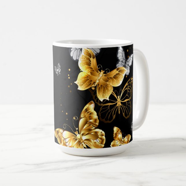 Mug Papillons blancs et dorés (Devant droit)