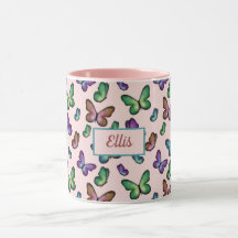 Papillons colorés motif ajouter votre nom