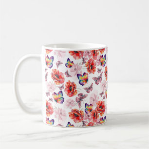 Mug Papillons et fleurs de pavot