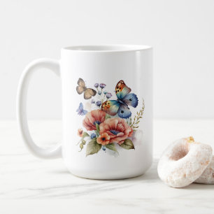 Mug Papillons et fleurs Verdure