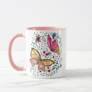 Mug Papillons et nom fait sur commande