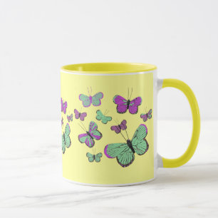 Mug Papillons roses et verts