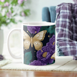 Mug Papillons Saphir d'or et pivoine violette enchante