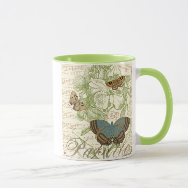 Mug Papillons sur Partition avec Design Floral (Droite)