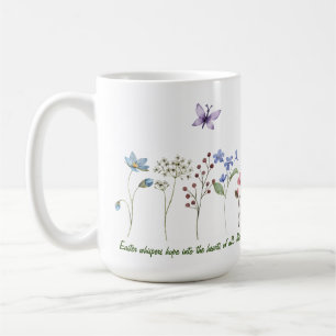 Mug Pâques simple aquarelle papillons fleur sauvage