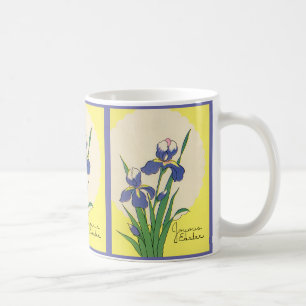Mug Pâques vintage, fleurs d'iris de jardin violet