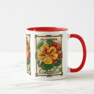 Mug Paquet de semences vintage Art Étiquette, Fleurs d