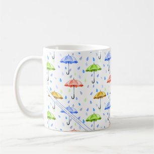 Mug Parapluies colorées et gouttes de pluie tombent