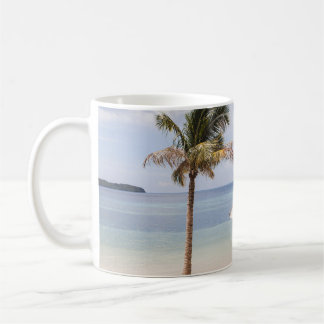 Mug Parapluies tropicales : blanc, palmier.
