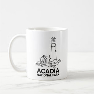 Mug Parc national Acadia Phare Line Art