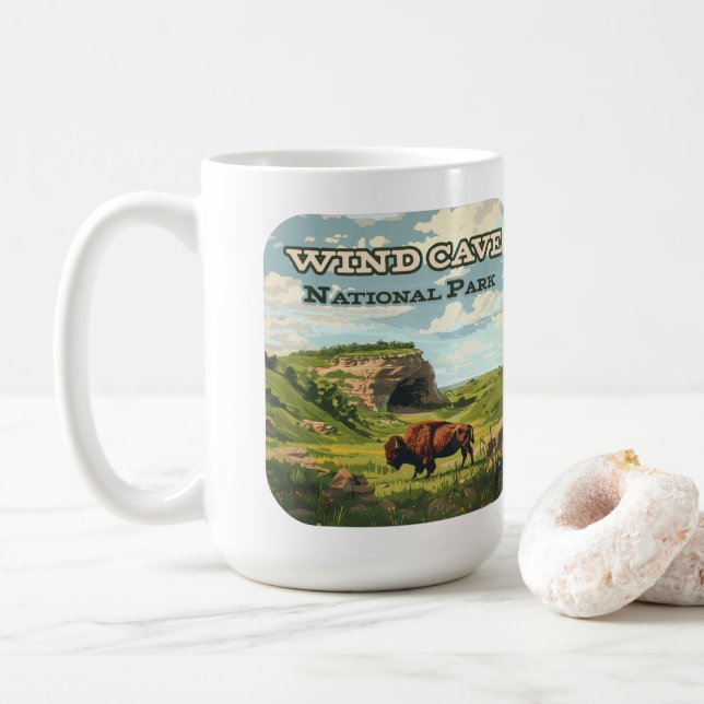 Mug Parc national de Wind Cave Bison Dakota du Sud (Avec donut)