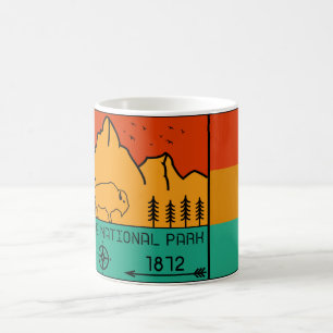 Mug Parc national de Yellowstone Rétro Wyoming USA Bi
