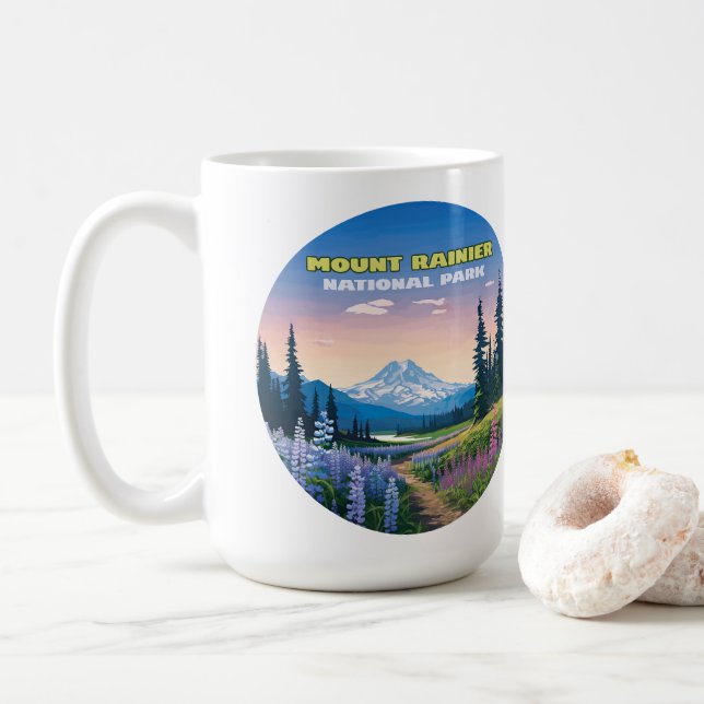 Mug Parc national du Mont Rainier Washington Retro (Avec donut)