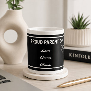 Mug Parent fier de avec des noms personnalisés