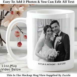 Mug Parents & Couple Minimaliste Deux Photos Mariage