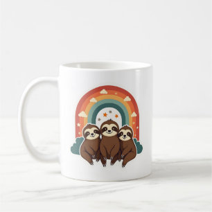 Mug Paresseux Vintage Arc-en-Ciel Rétro Art Animal Mig