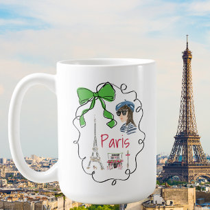 Mug Paris Coquette Tour Eiffel Café Green Bow Frame