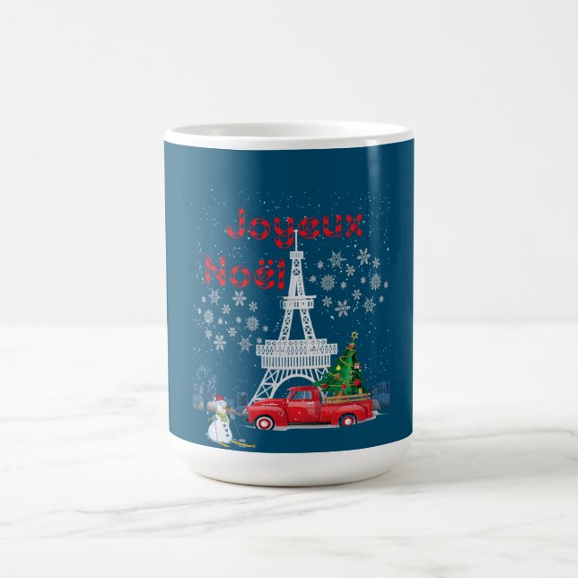 Mug Paris Eiffel Tower Christmas Tree Red Truck Joyeux (Centre)