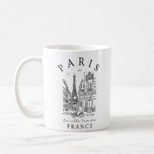 Mug Paris France – Esquisse avec la Tour Eiffel & Caf