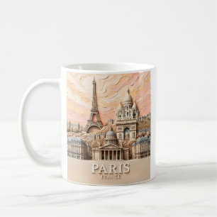 Mug Paris France Europe Moderne Pastel Texturé Voyage