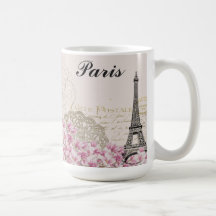 Paris Tour Eiffel France Fleurs roses Vintages
