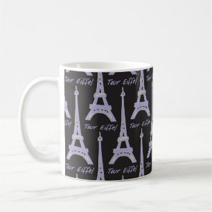 Mug Paris Tour Eiffel France Musique violette et noire